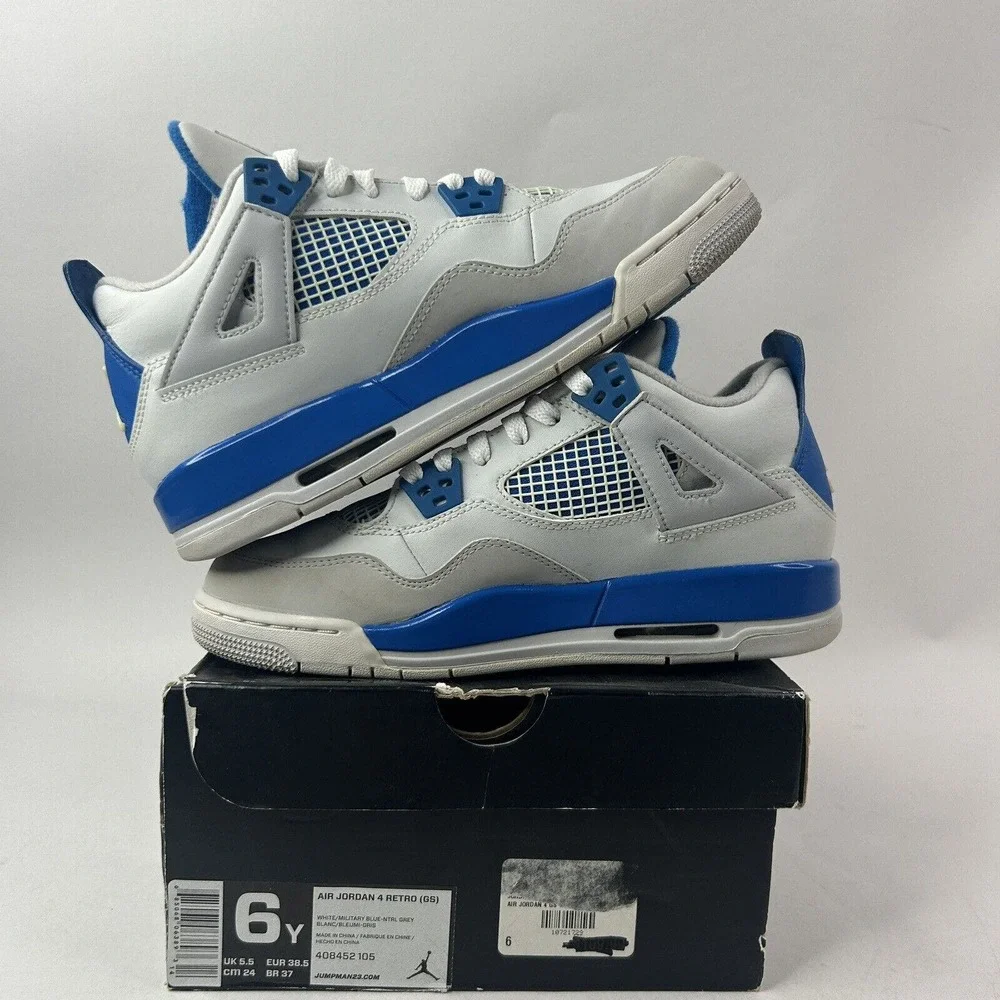 Nike Shoes Air Jordan 4 Retro GS “Military Blue” 2024 - Picture 3 of 10